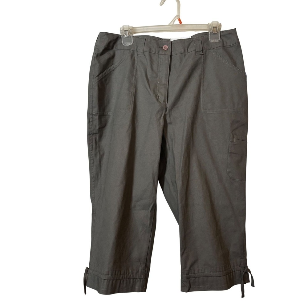 #2 Westbound Women's Cargo Pants 14P NWT Olive Capri Hem Tie